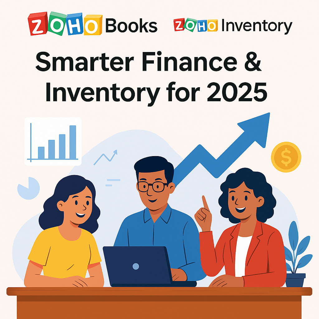 Small business owner using Zoho Books and Inventory solutions
