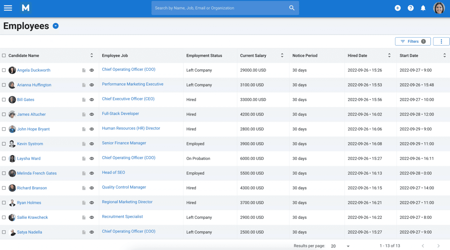 Zoho Recruit User Interface